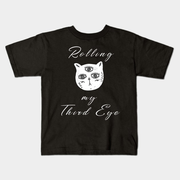 Brooding Cat - Rolling my Third Eye Kids T-Shirt by Lucia